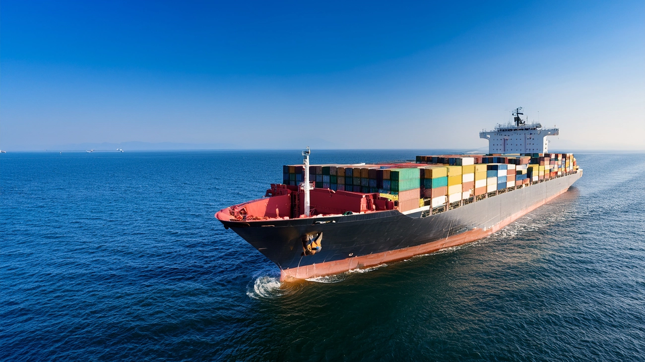 Shipping vessel with containers